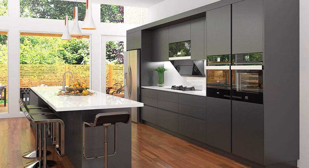 Black Lacquer Kitchen Cabinet With