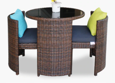 2 Seater Oval Compact Rattan Bistro Furniture Set Home Office Garden | HOG-HomeOfficeGarden | HOG-Home.Office.Garden