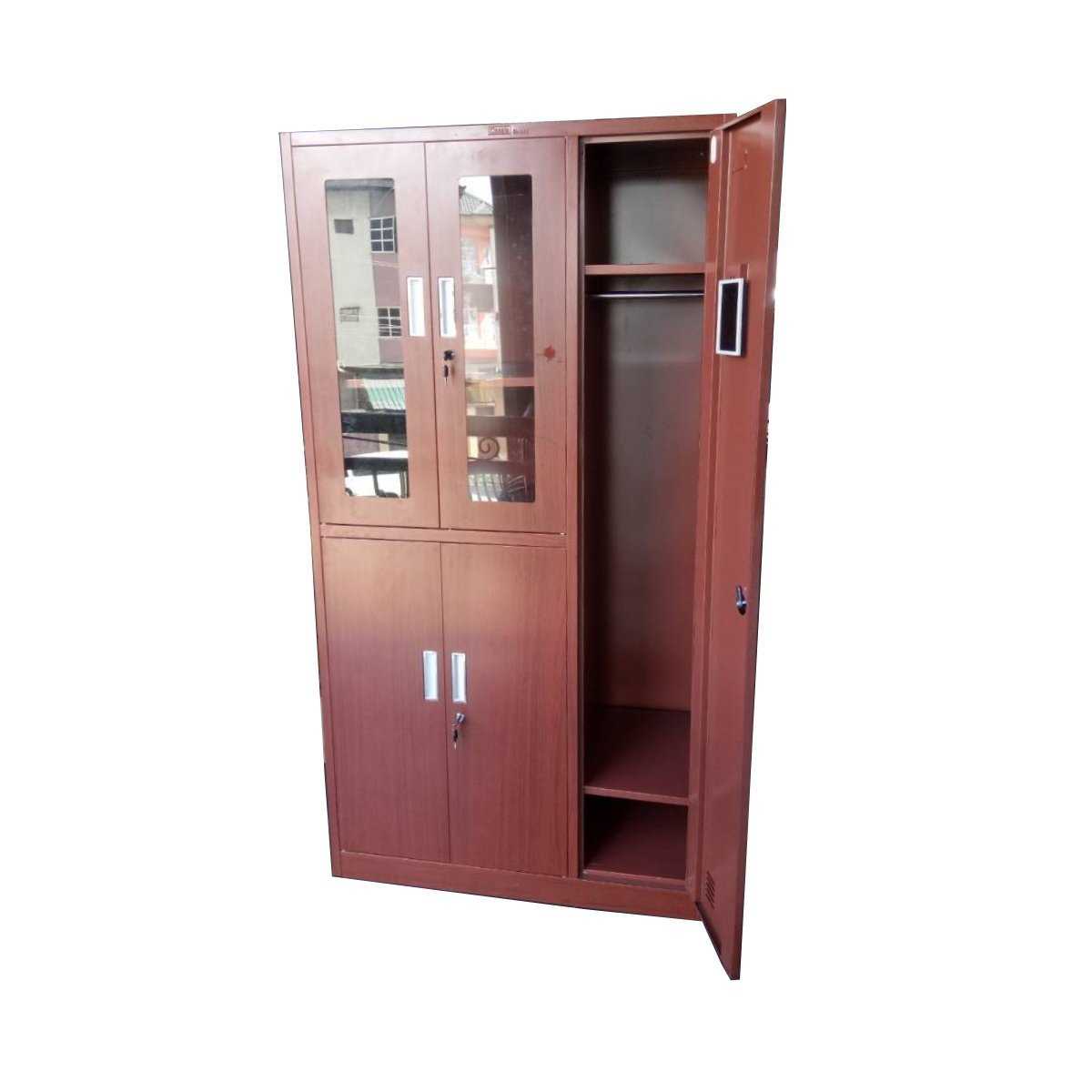 3 Doors Steel Storage Cabinet with Hanger -Brown Home Office Garden | HOG-HomeOfficeGarden | HOG-Home.Office.Garden