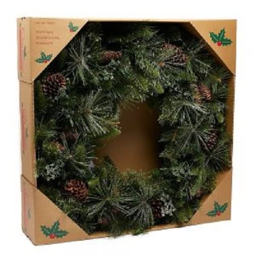 Costco Artificial Mixed Greenery Wreath Pẹlu Awọn Imọlẹ LED 50, 32" - 81cm