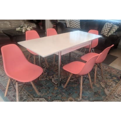 Linsan Esrum Extendable Dining Table With 6 Armless Eames Chair  Home Office Garden | HOG-HomeOfficeGarden | online marketplace