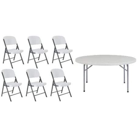 6-seater Round Plastic Table + 6 Chairs Home Office Garden | HOG-HomeOfficeGarden | online marketplace