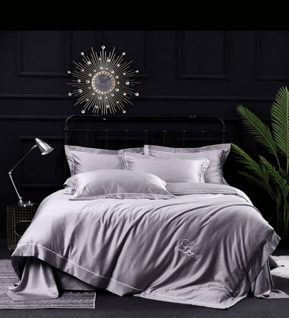 8 Luxury Light Grey America cotton embroidery bedding set duvet cover Home Office Garden | HOG-HomeOfficeGarden | online marketplace