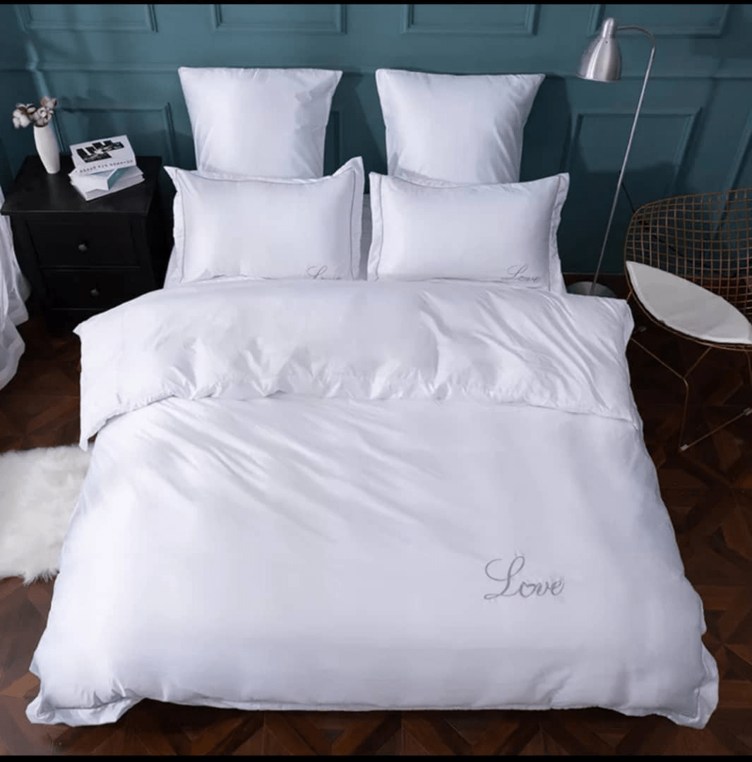 8 Luxury snow white America cotton embroidery bedding set duvet cover Home Office Garden | HOG-HomeOfficeGarden | online marketplace