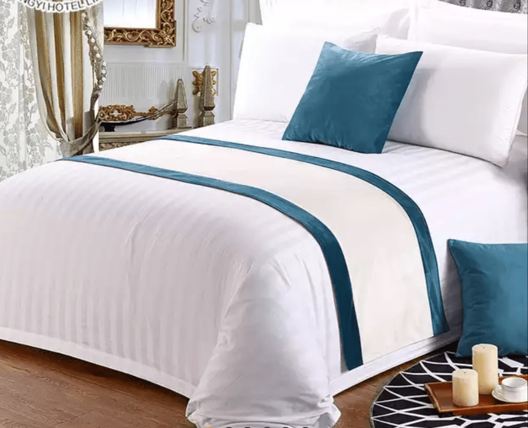 8 snow white 100% America cotton bedding set with (WHITE) bed runner Home Office Garden | HOG-HomeOfficeGarden | online marketplace