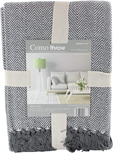 Como Cotton Throw 127x152 - Grey. Home Office Garden | HOG-HomeOfficeGarden | online marketplace
