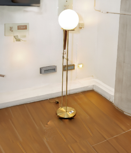 Sphere Floor Lamp - Antique Brass and Opal Shade