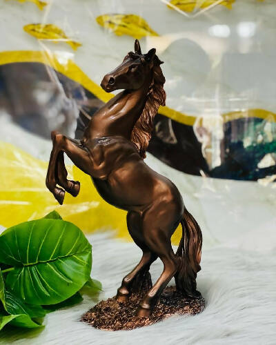 Bronze Horse Statue on Rock Base