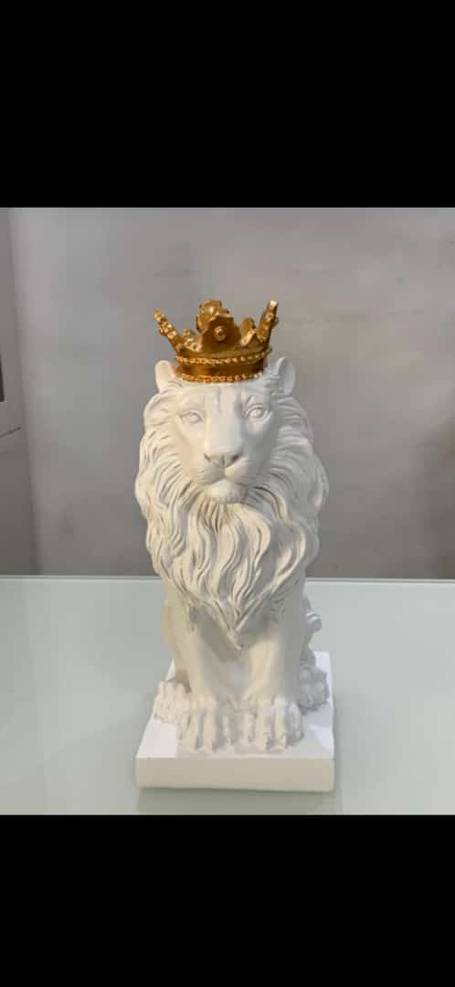 Abstract Crown Lion Sculpture Figurine -Gold