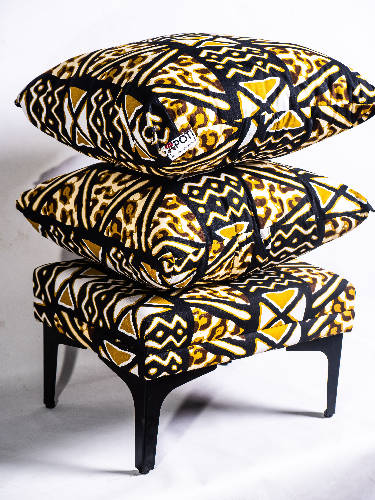 Adinkra Footstools with Twin Throw Pillows Home Office Garden | HOG-HomeOfficeGarden | online marketplace