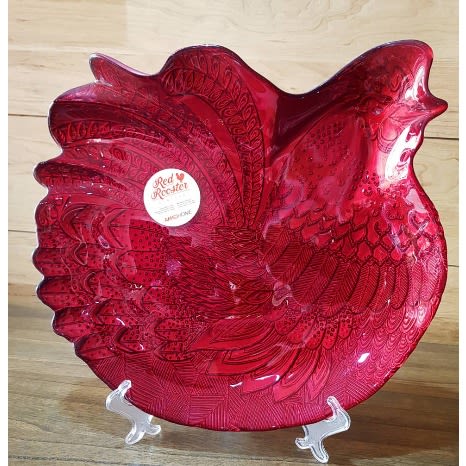 Amici Home Rooster Dark Red Textured Painted Glass 16.5 Inch Home Office Garden | HOG-HomeOfficeGarden | online marketplace