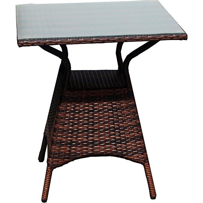 Brown Rattan And Glass Centre Table