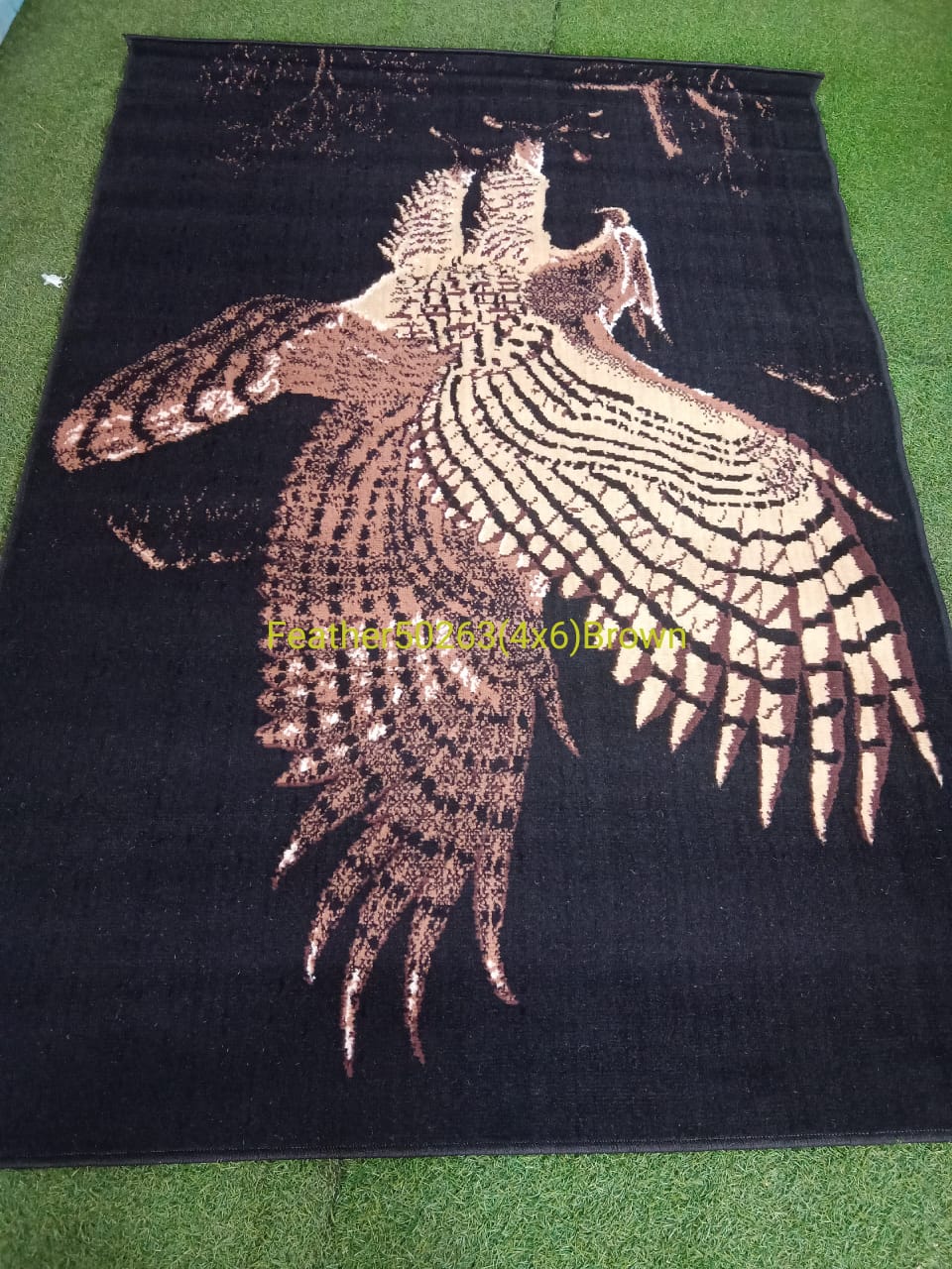 Centre Rug - 50263 Black feather Series