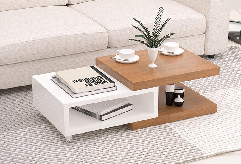 Compact 3tier Coffee Table - Brown White Center Table Home Office Garden | HOG-HomeOfficeGarden | online marketplace