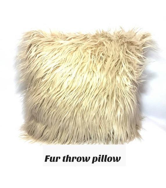 Cream Fur Throw Pillow