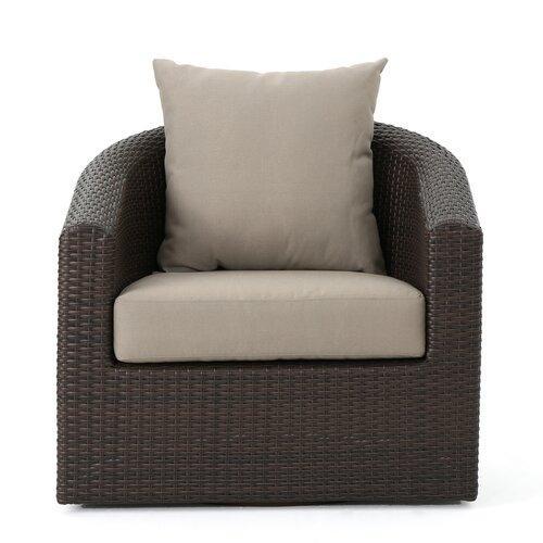 Dierdre Outdoor Wicker Club Patio Chair with Cushions -Set of 2
