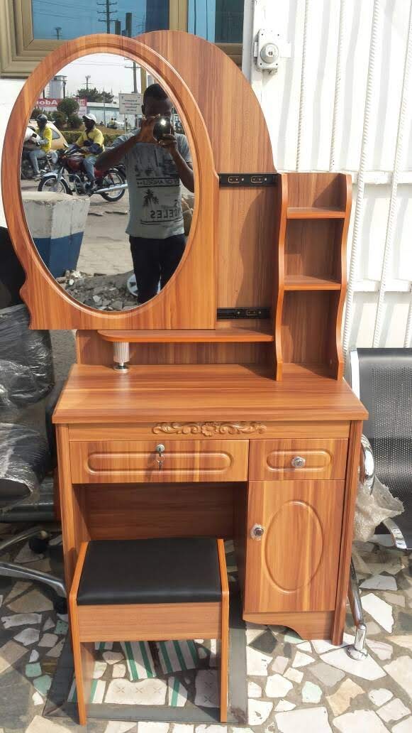 Dresser With Oval Mirror & Stool
