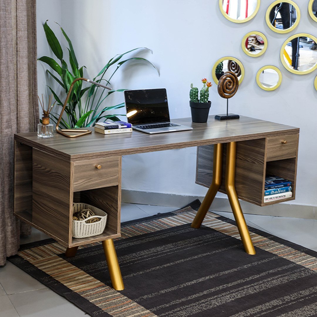 Eclectic Office Desk with Bookshelf Home Office Garden | HOG-HomeOfficeGarden | online marketplace