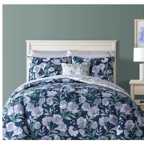 FiDEL Calking Bella Blue 12-piece Reversible King Comforter Set