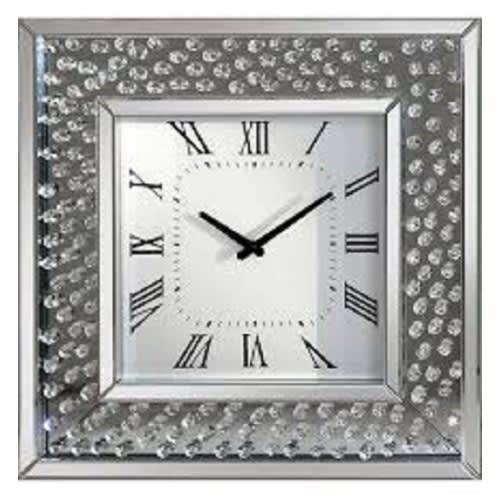 Floating Crystal Mirrored Wall Clock