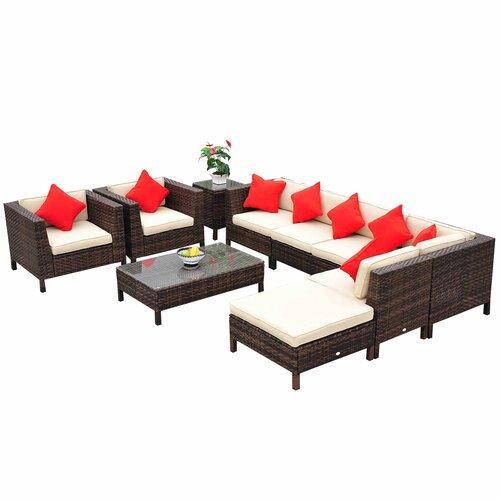 Greenwich 9 Piece Sectional Seating Group with Cushions