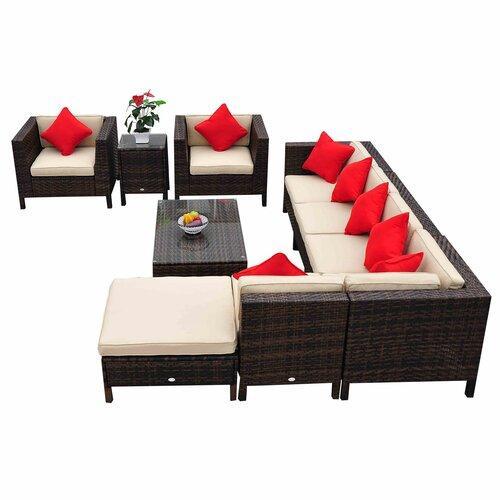Greenwich 9 Piece Sectional Seating Group with Cushions