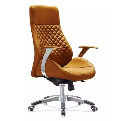 High Back Brown Leather Executive Swivel Office Chair with Arms
