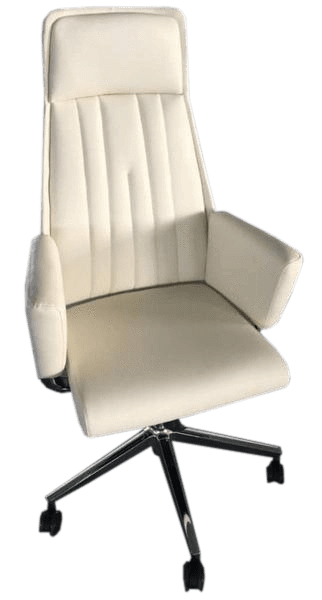 High Back White Leather Executive Swivel Office Chair with Arms-010B