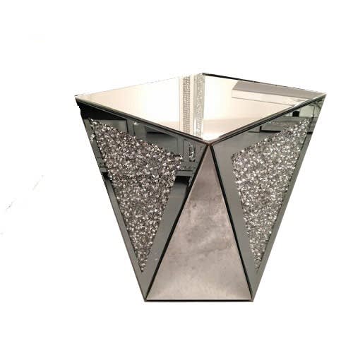HOS Diamond Crush Mirrored Side Table