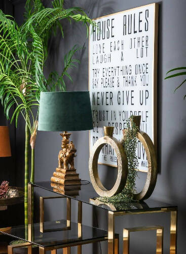 Antique Gold Elephant Table Lamp With Emerald Green Shade