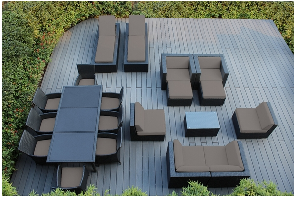 Outdoor Patio Wicker/Rattan Furniture 20-Piece Seating, Dining and Chaise Lounge Set