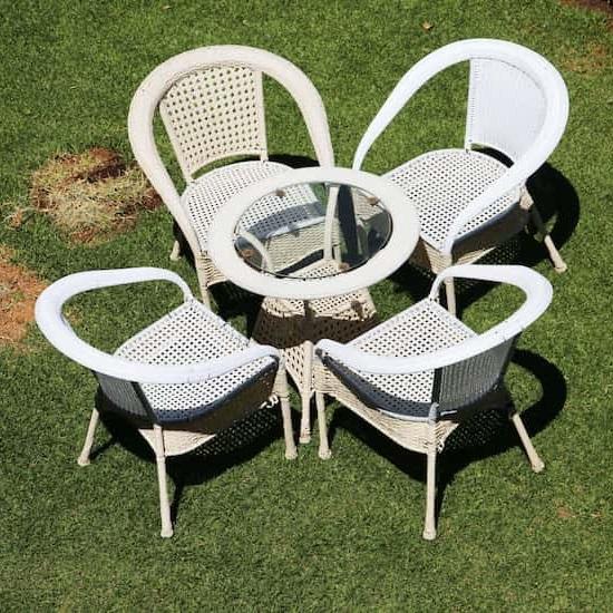Outdoor Rattan Patio Table + 4 Chairs