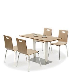 Rectangle Pedestal Café Table (36" W x 72" L) and Bentwood Café Stack 4 Chair Set