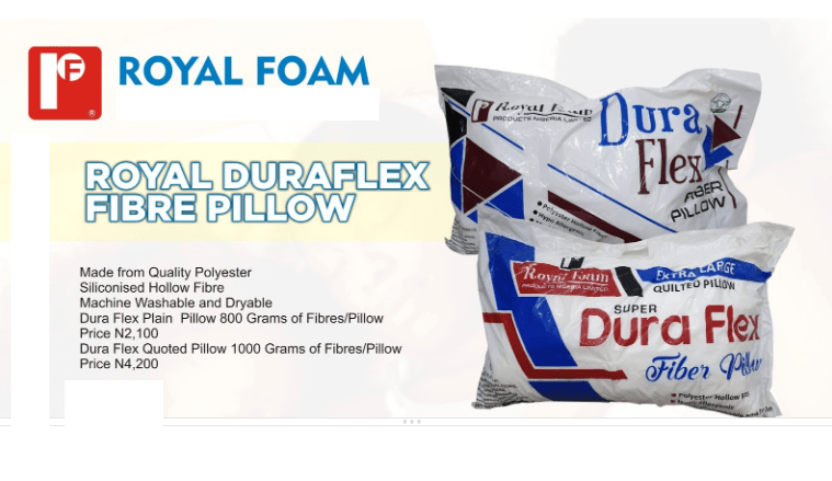 Royal Duraflex Fibre Pillow - 800Grms-Plain(Lagos Only)