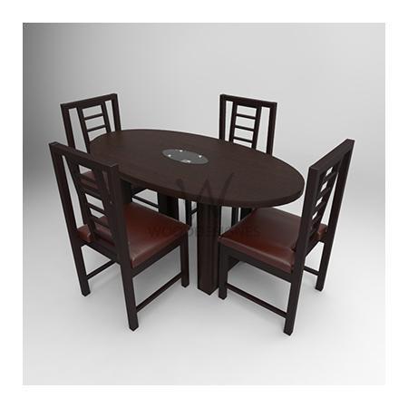 Sika Series; 4 Seater Oval Dining Set - Dark Brown