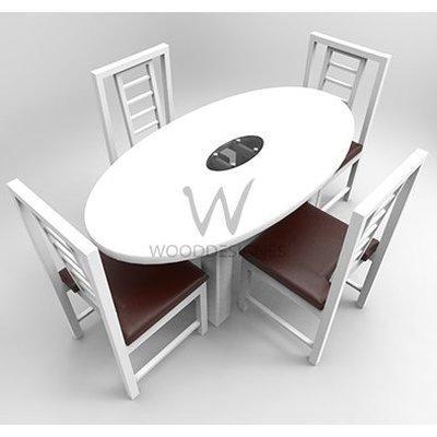 Sika Series; 4 Seater Oval Dining Set - White