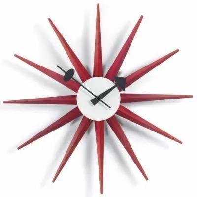 Sunburst Wall Clock - Red