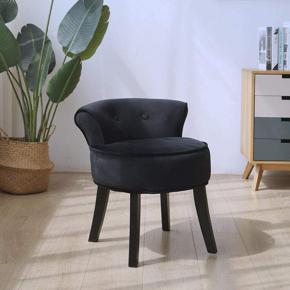 Vanity Chair Wood Legs (Black) Home Office Garden | HOG-HomeOfficeGarden | online marketplace