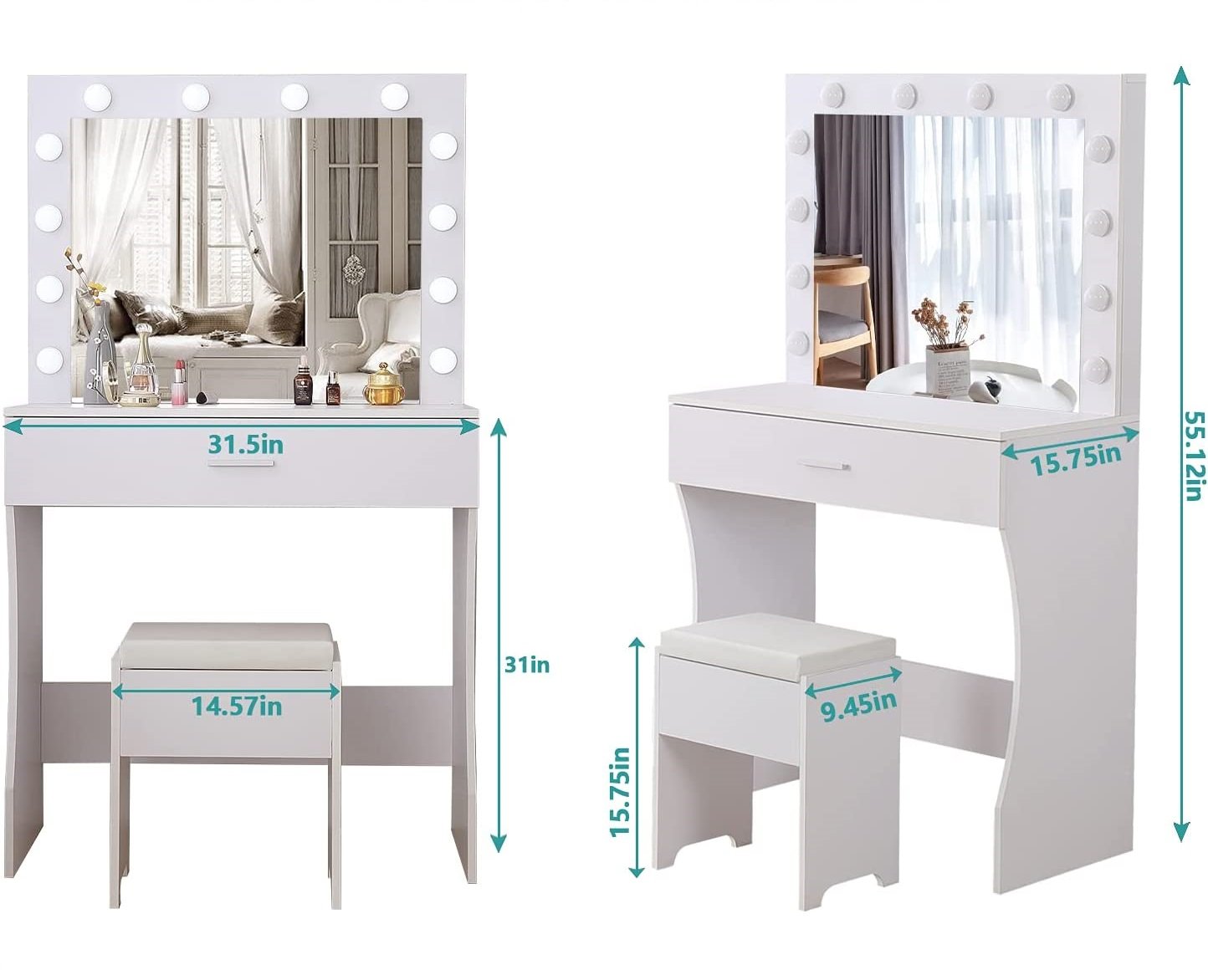 Vanity Table Set with Lighted Mirror Home Office Garden | HOG-HomeOfficeGarden | online marketplace