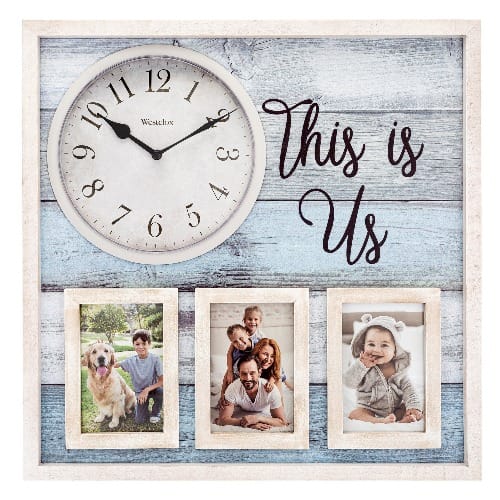 Westclox 15.75" Decorative Photo Frame “this Is Us” Whitewash Wall Clock